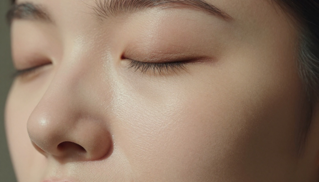Intimate skin texture close-up showing pore-level detail and natural subsurface light scattering in window light