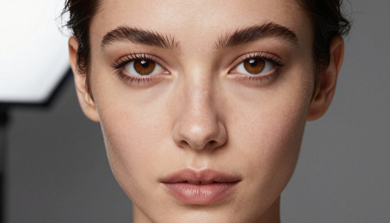 Studio portrait of a woman with striking features under professional lighting