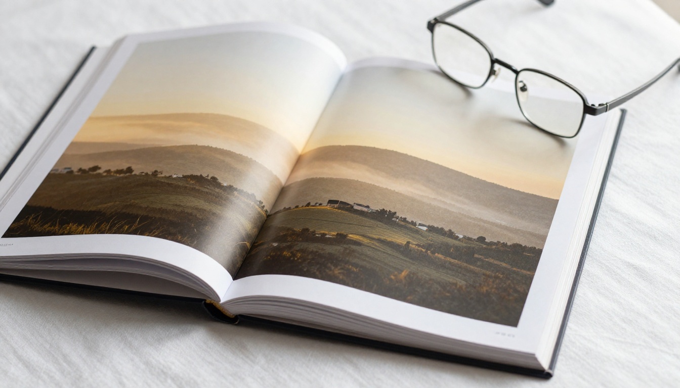 Open photography reference book with detailed landscape spreads