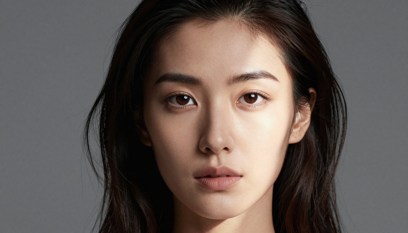 Professional studio portrait showing natural skin tones, Rembrandt lighting catchlights, and strand-by-strand hair detail