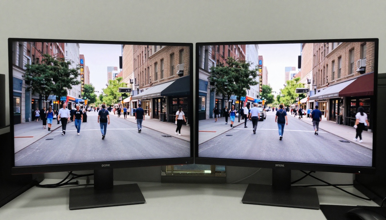 Side-by-side comparison of AI image quality differences on a desk monitor