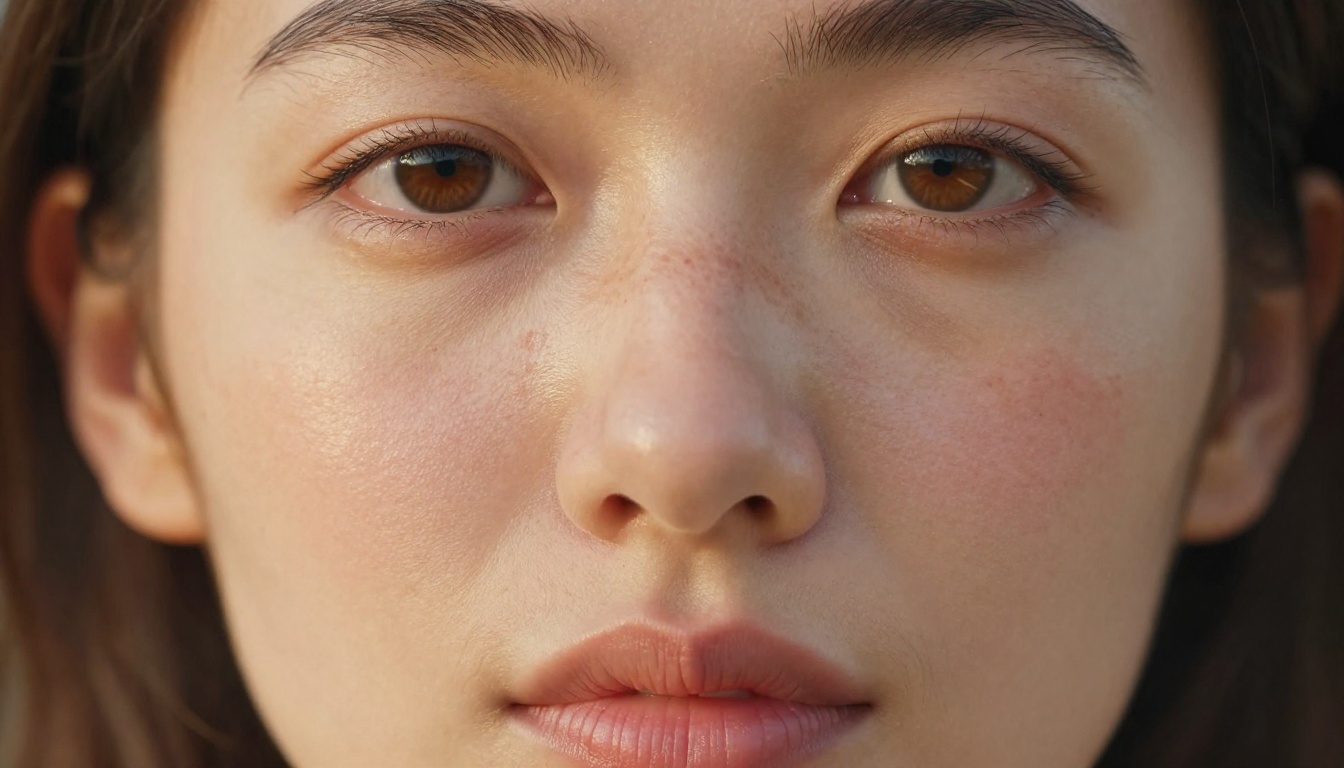 Hyper-realistic AI portrait showing individual pore detail, freckles, and natural skin texture with morning sidelight