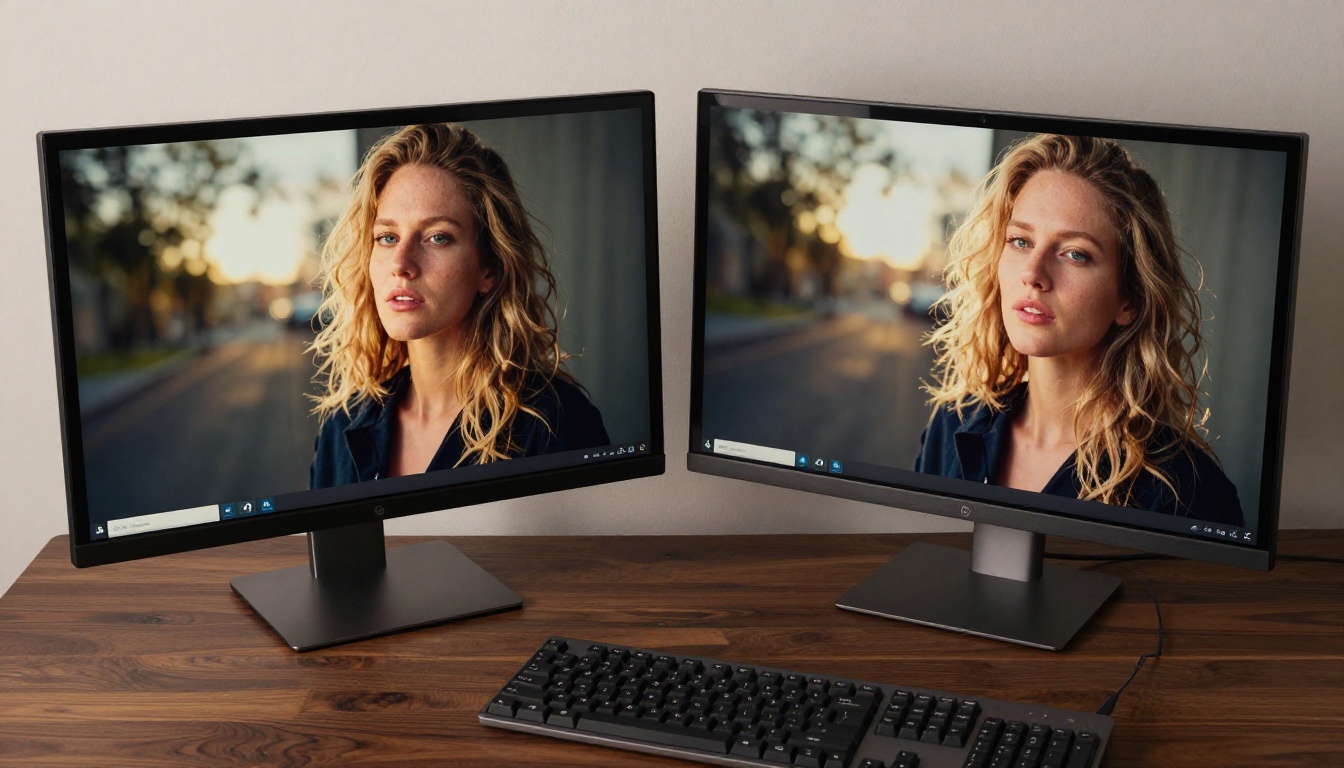Dual monitor video quality comparison setup