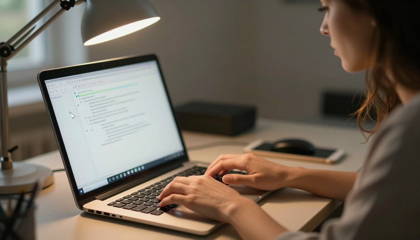Creative director writing video prompts at workstation
