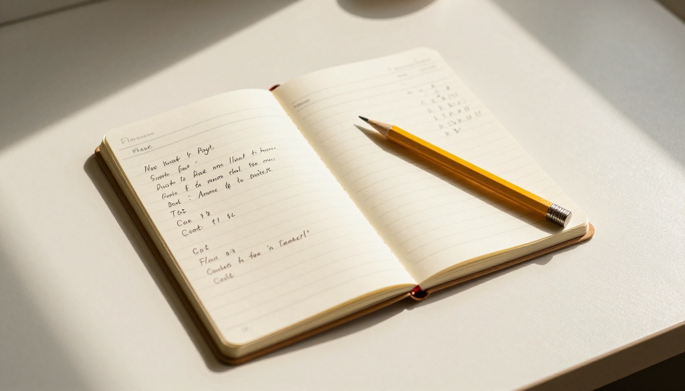 Notebook with handwritten pricing comparison notes