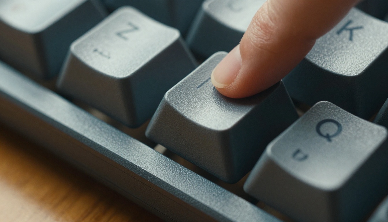 Macro close-up of mechanical keyboard key being pressed