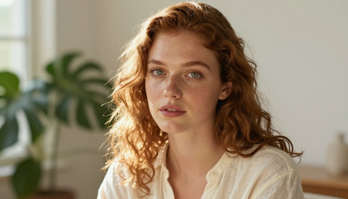 AI portrait photorealism test showing skin, hair, and fine detail in natural window light
