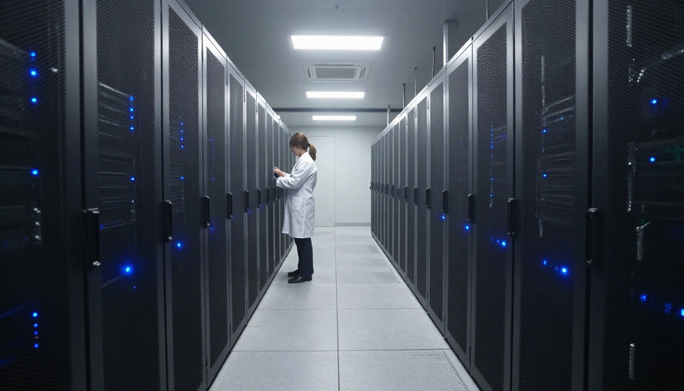 Modern server room with rack infrastructure