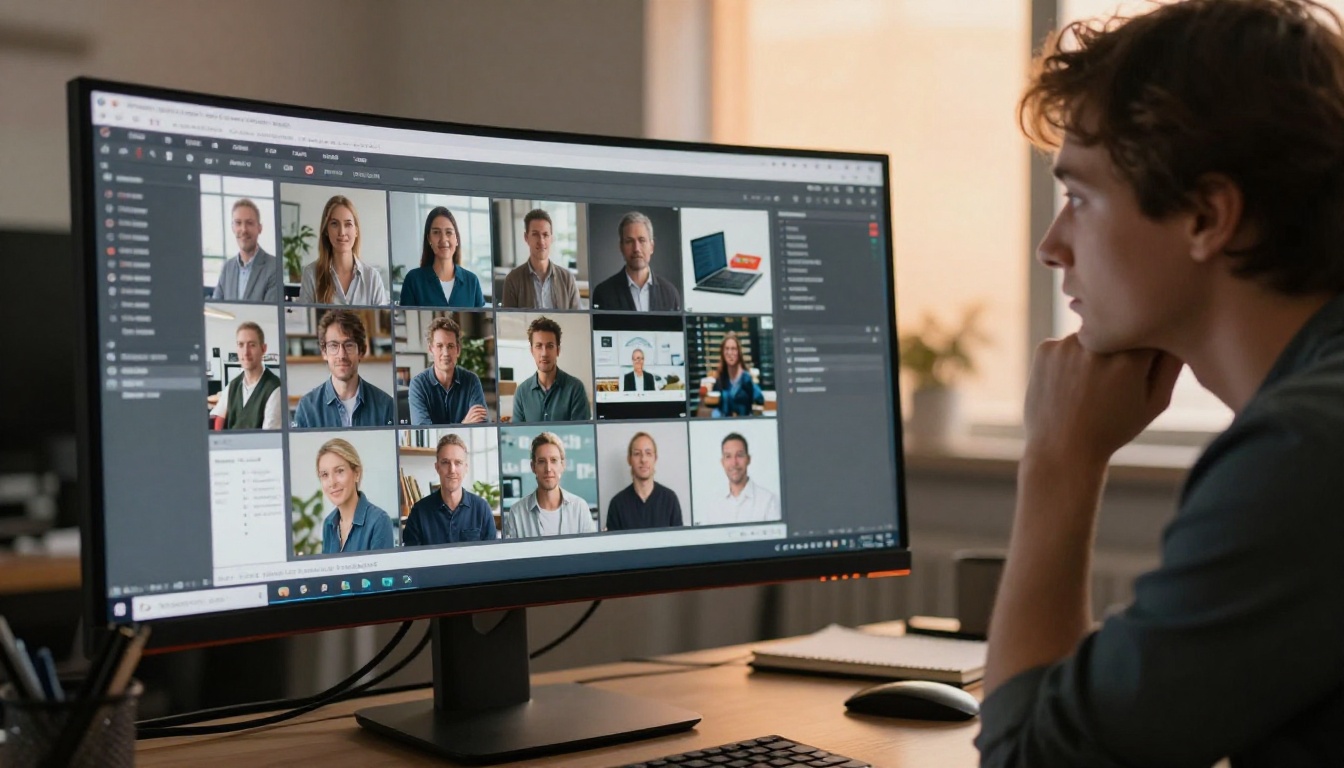Data analyst reviewing AI-generated outputs on monitor