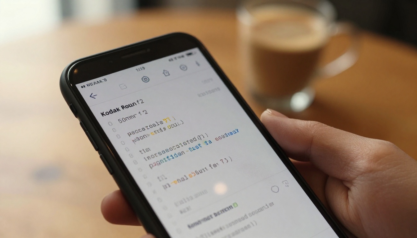Developer using terminal on smartphone at coffee shop