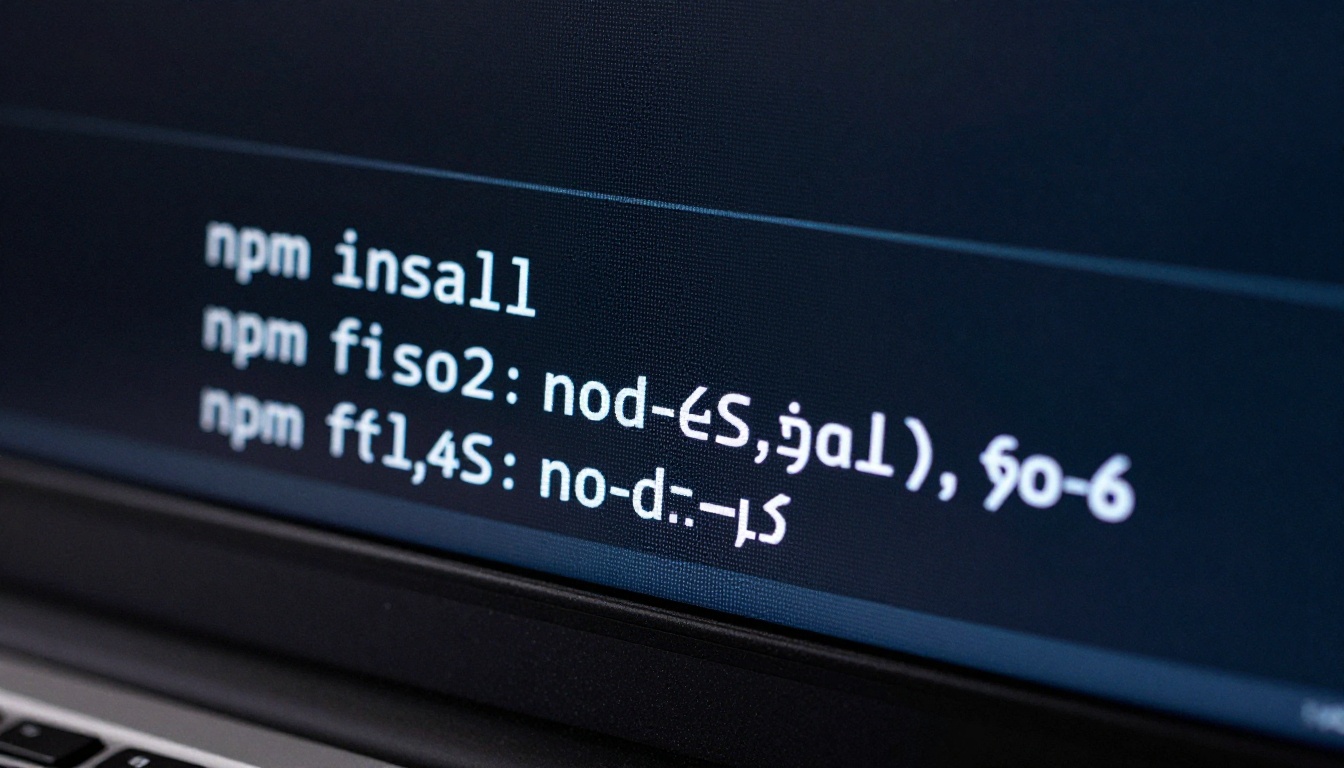 Terminal screen displaying npm install command output on dark background