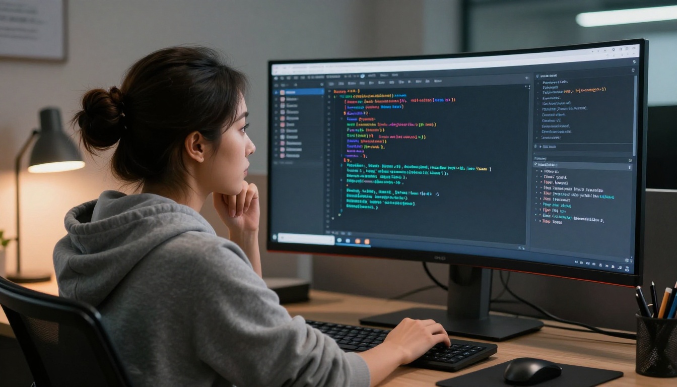 Developer reviewing AI code suggestions in VS Code IDE