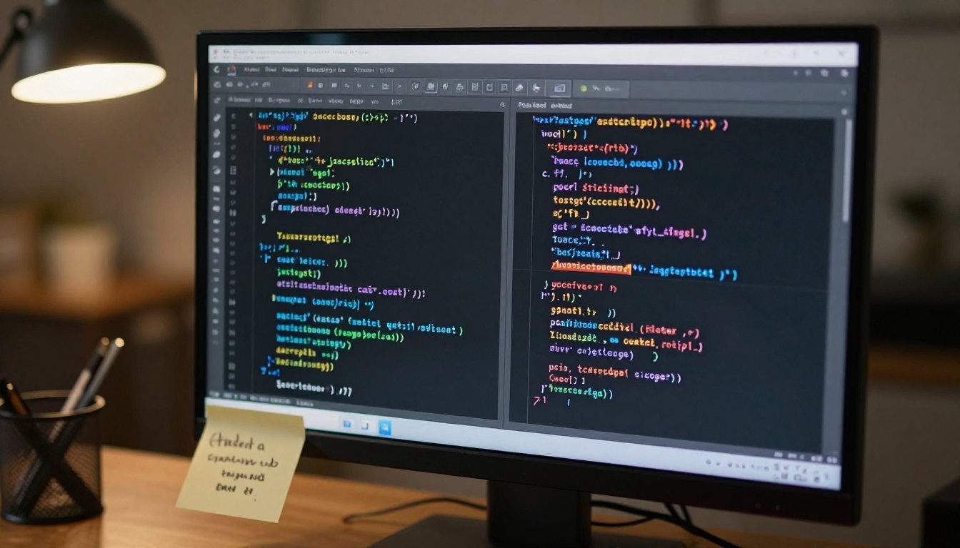 Monitor showing code diff side by side