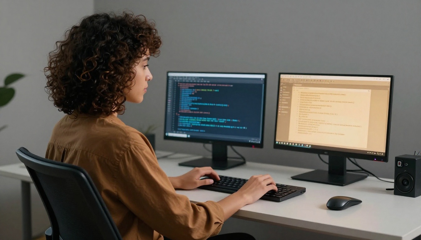Developer comparing two laptop screens