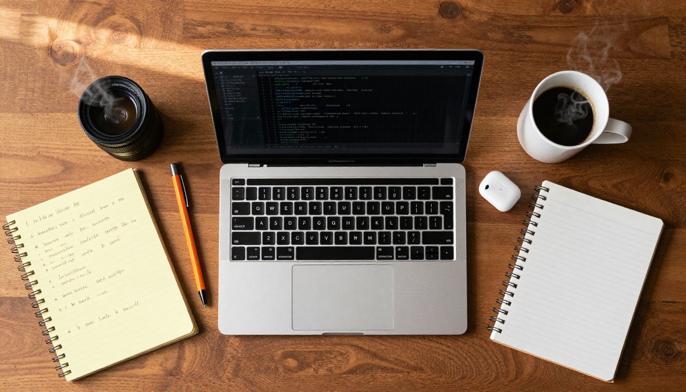 Developer workspace aerial view