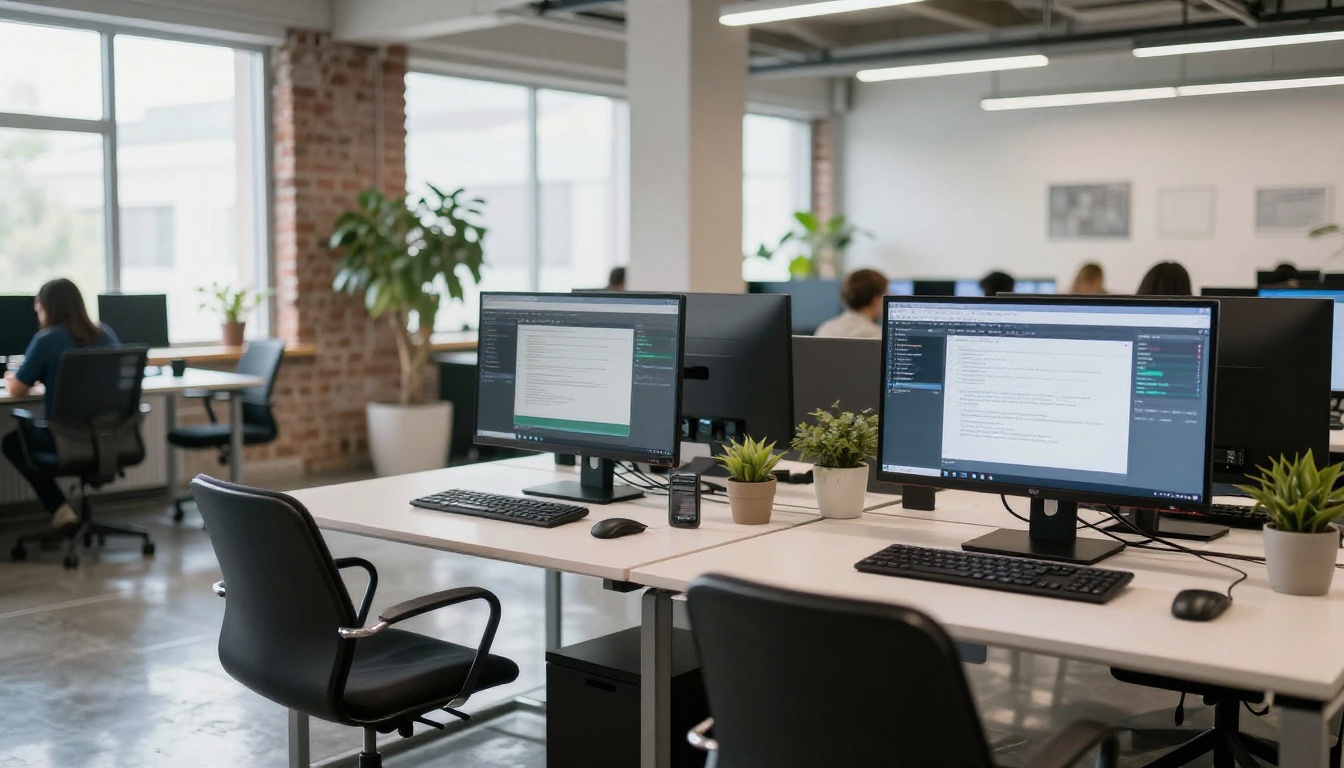 Two developer workstations side by side