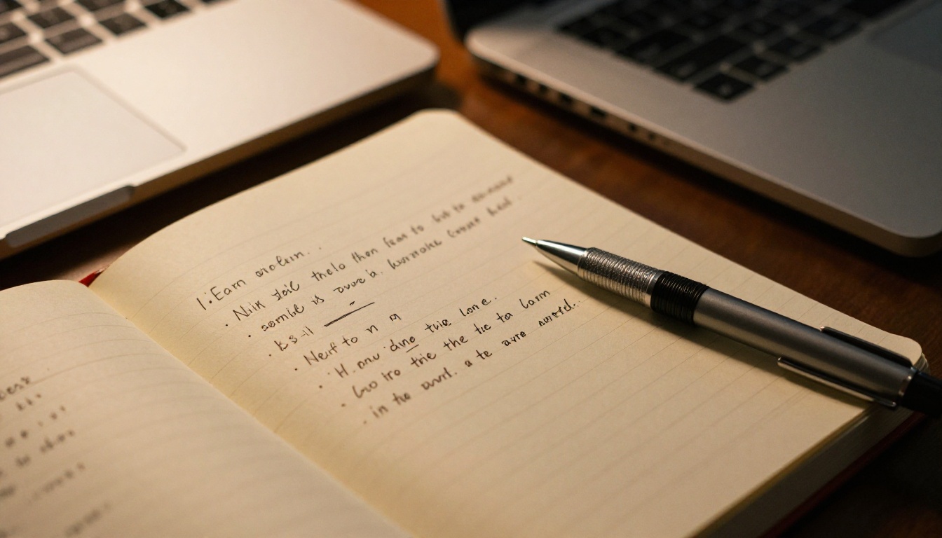 Notebook with comparison notes