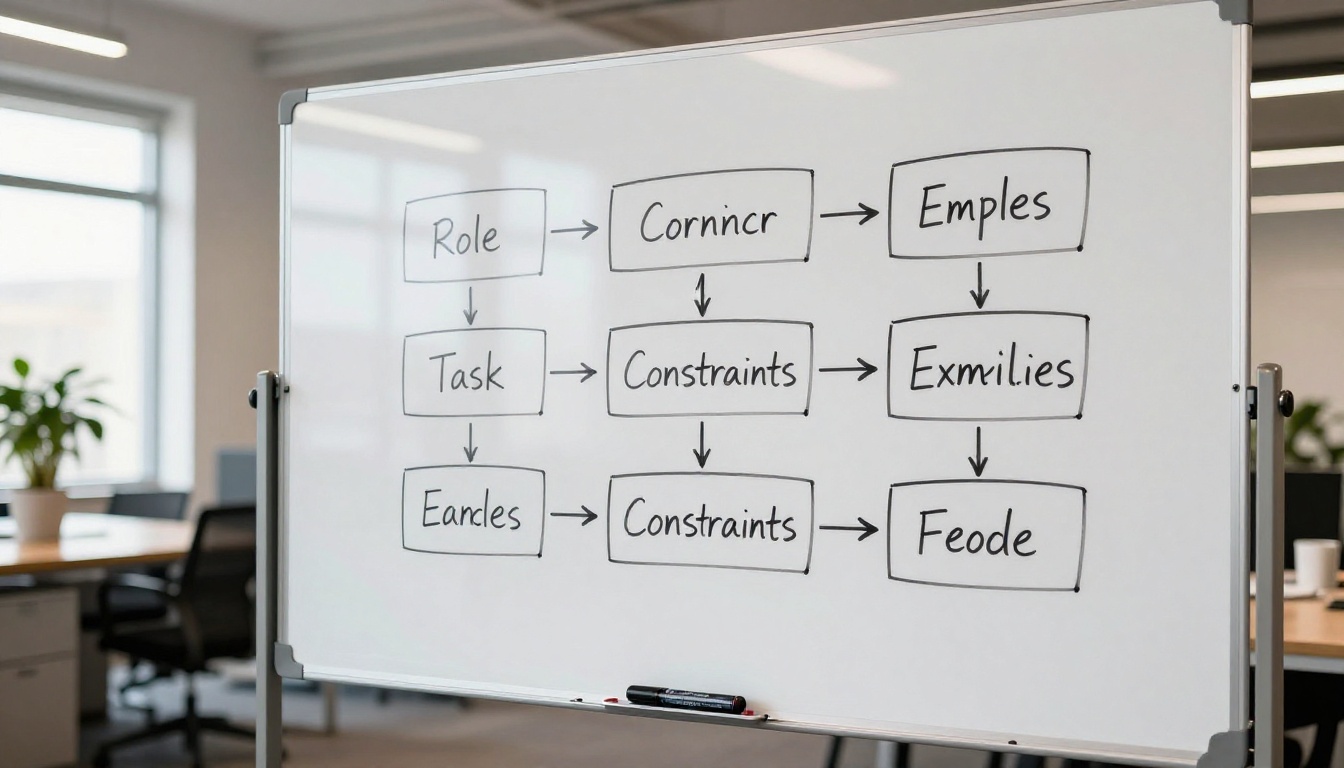 Structured prompt diagram on whiteboard
