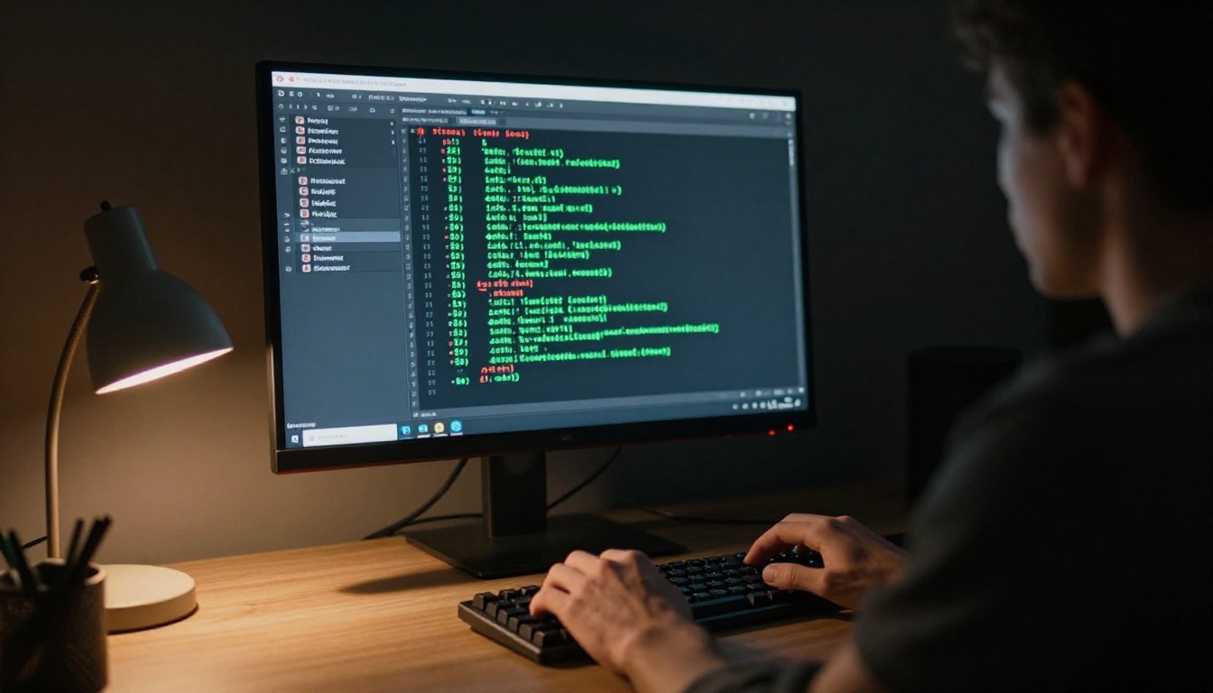 Git diff terminal output showing green additions and red deletions on a monitor
