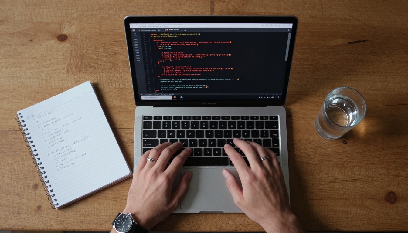Developer workspace with security warnings visible on screen