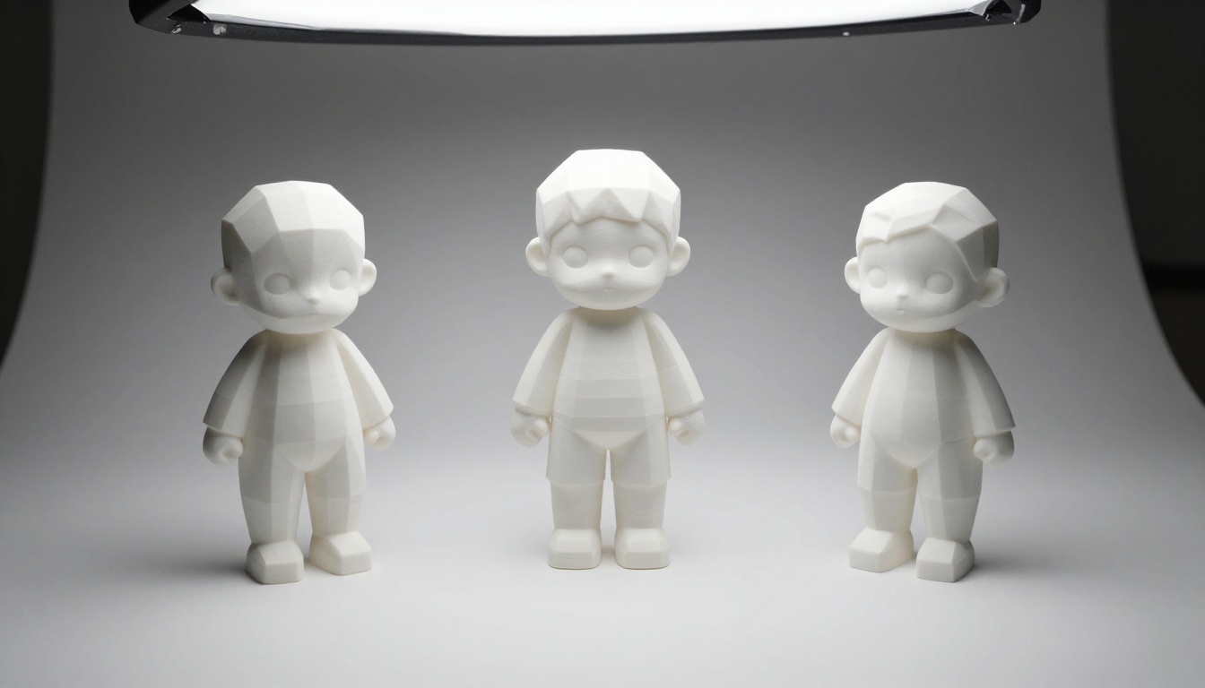3D printed resin prototypes showing progression from rough mesh to smooth surface