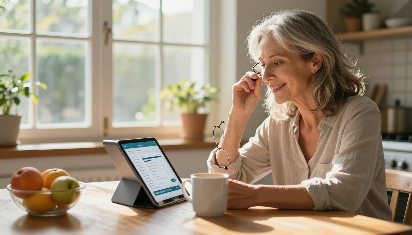 Woman entrepreneur reviewing AI email marketing results on tablet