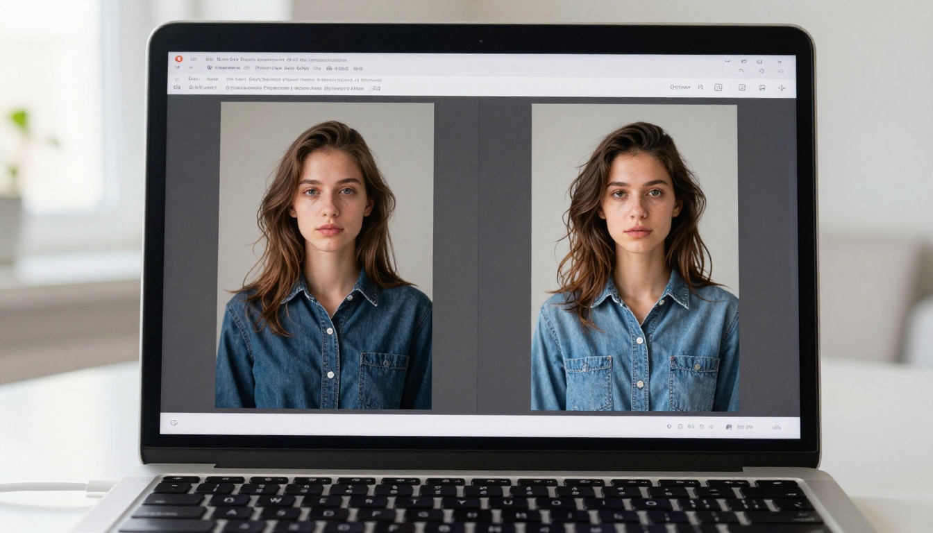 Close-up of laptop screen showing AI image generator comparison interface