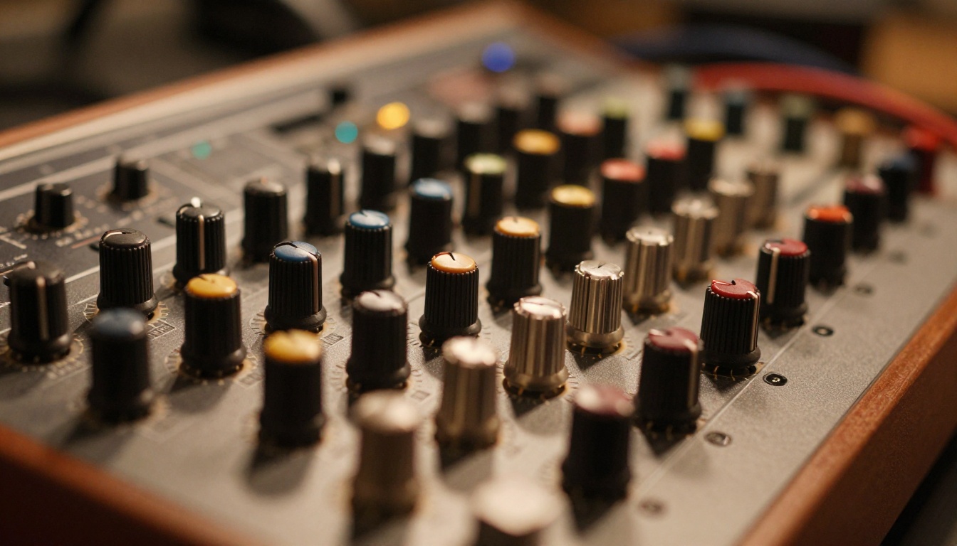 Vintage analog synthesizer with colorful patch cables