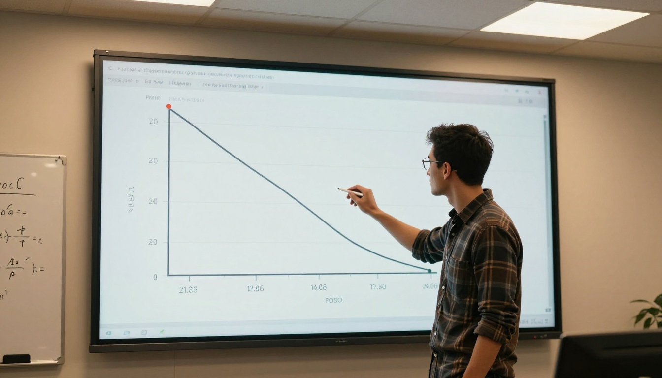 Neural network researcher explaining loss curve graph