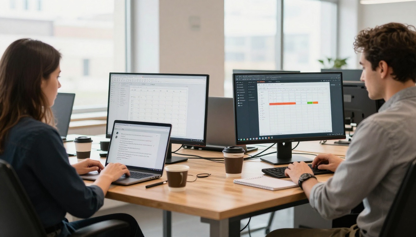 Chatbot versus AI agent comparison at adjacent workstations
