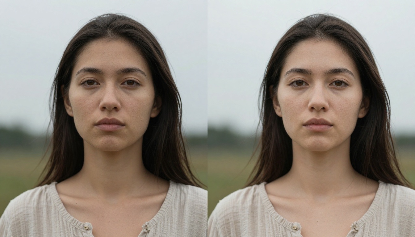 Before and after split portrait composition showing the difference in tonal quality