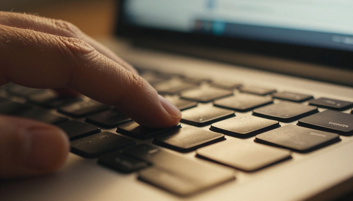 Fingers on keyboard with AI chat interface in background