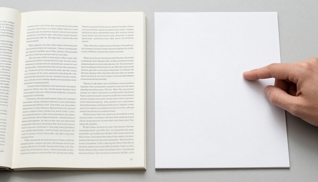 Two printed documents compared side by side on a desk Two printed documents compared side by side on a desk